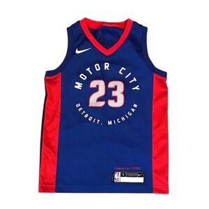 Nike Kids Detroit Pistons Blue and Red Jersey, Size S